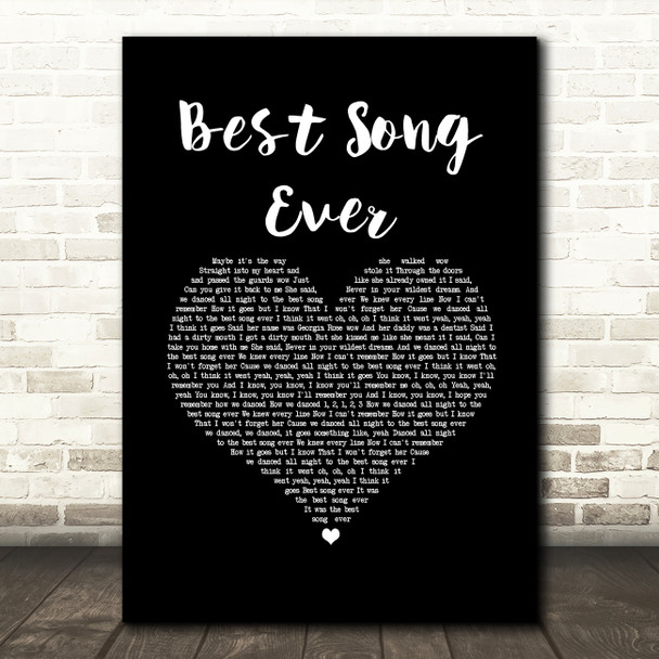 One Direction Best Song Ever Black Heart Song Lyric Art Print