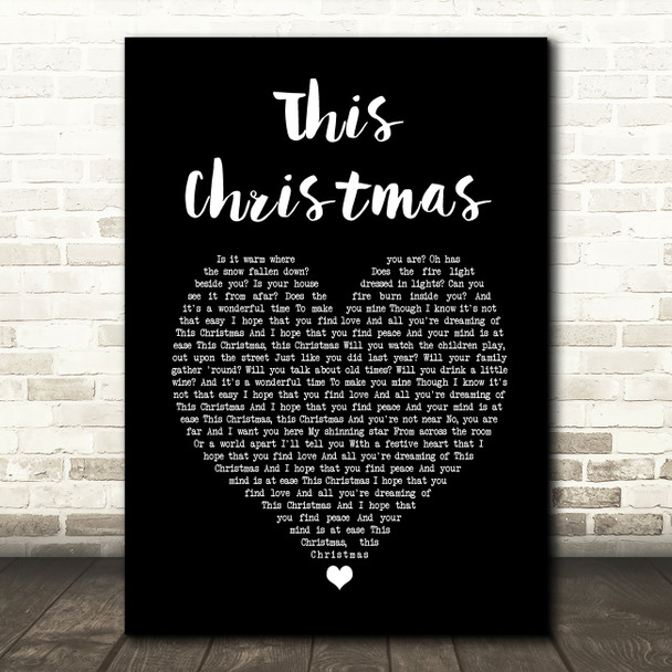 Picture This This Christmas Black Heart Song Lyric Art Print