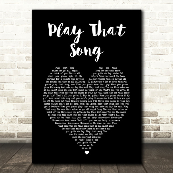 Train Play That Song Black Heart Song Lyric Art Print