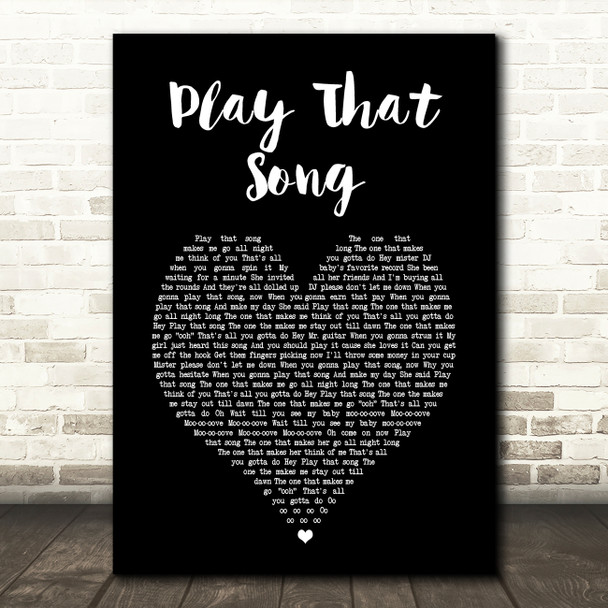 Train Play That Song Black Heart Song Lyric Art Print