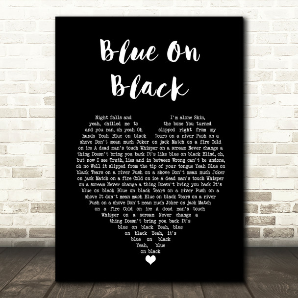 Five Finger Death Punch Blue On Black Black Heart Song Lyric Art Print