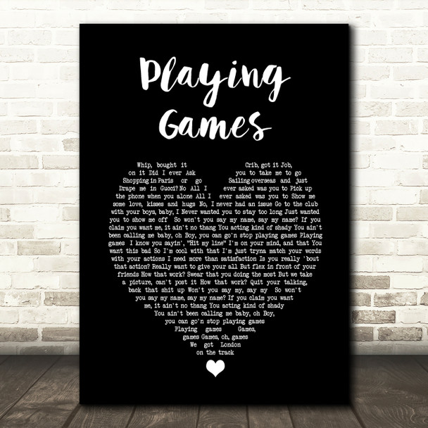 Summer Walker Playing Games Black Heart Song Lyric Art Print