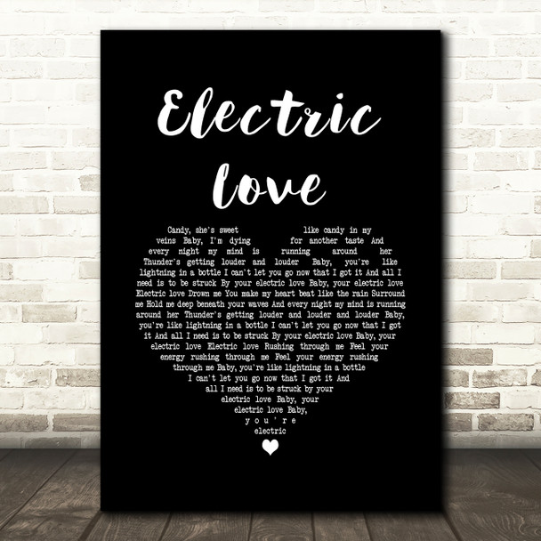 BØRNS Electric Love Black Heart Song Lyric Art Print