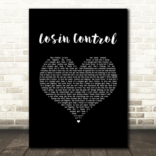 Russ Losin Control Black Heart Song Lyric Art Print