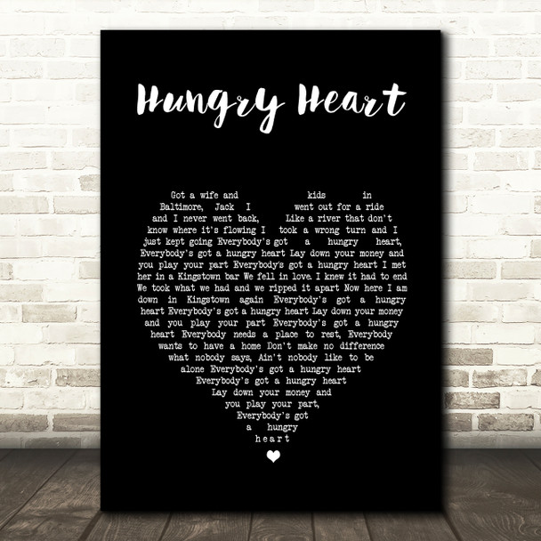 Bruce Springsteen Hungry Heart Black Heart Song Lyric Art Print