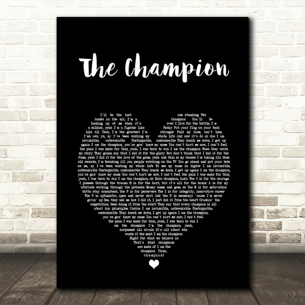 Carrie Underwood The Champion Black Heart Song Lyric Art Print