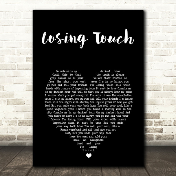 The Killers Losing Touch Black Heart Song Lyric Art Print