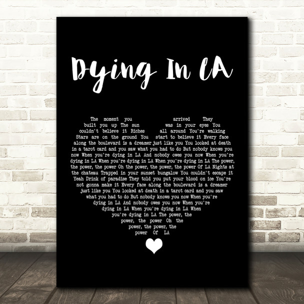 Panic! At The Disco Dying In LA Black Heart Song Lyric Art Print