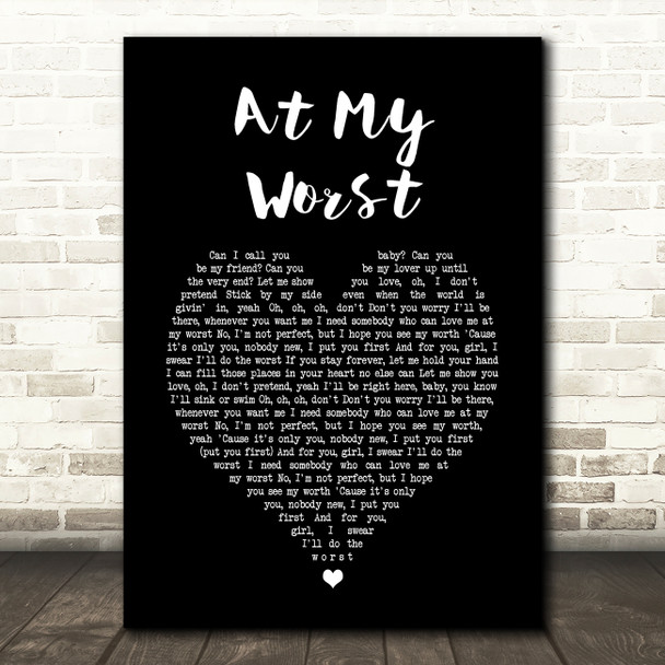 Pink Sweats At My Worst Black Heart Song Lyric Art Print