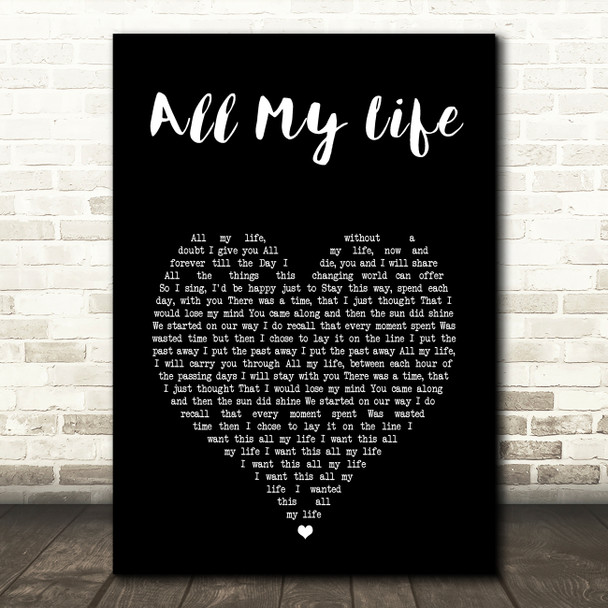 America All My Life Black Heart Song Lyric Art Print