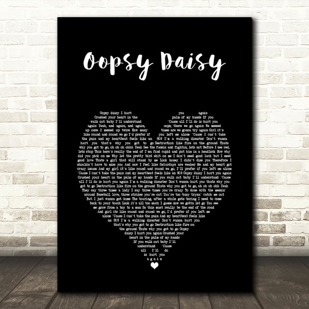 Chip Oopsy Daisy Black Heart Song Lyric Art Print