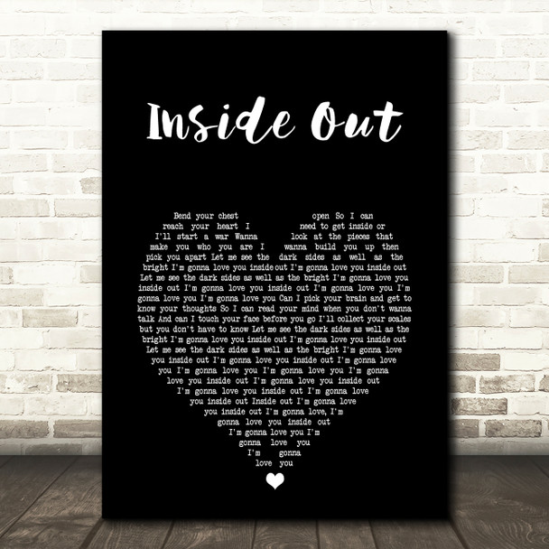 The Chainsmokers Inside Out Black Heart Song Lyric Art Print