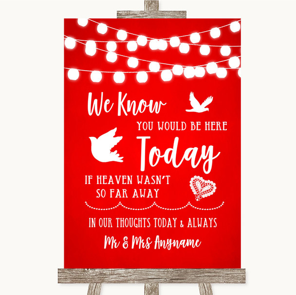 Red Watercolour Lights Loved Ones In Heaven Personalized Wedding Sign