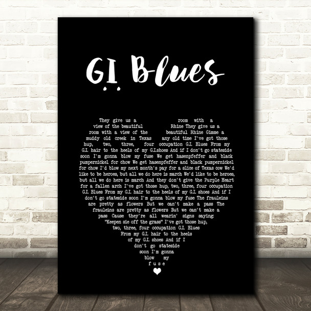 Elvis Presley G.I. Blues Black Heart Song Lyric Art Print