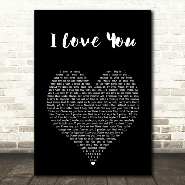 Céline Dion I Love You Black Heart Song Lyric Art Print