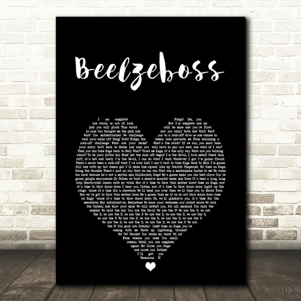 Tenacious D Beelzeboss Black Heart Song Lyric Art Print