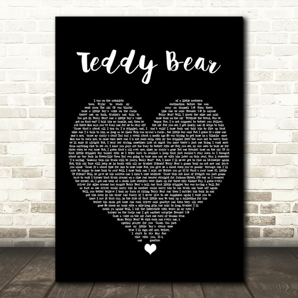 Red Sovine Teddy Bear Black Heart Song Lyric Art Print