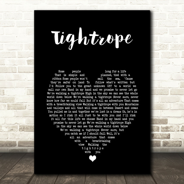 Sara Bareilles Tightrope Black Heart Song Lyric Art Print