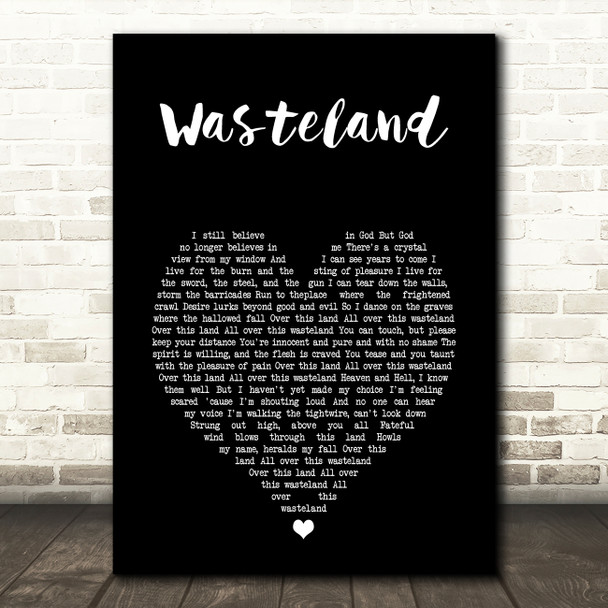 The Mission UK Wasteland Black Heart Song Lyric Art Print