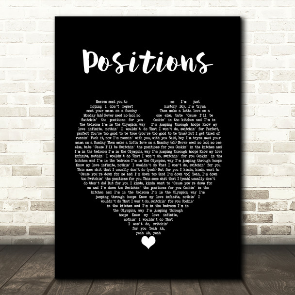 Ariana Grande positions Black Heart Song Lyric Art Print