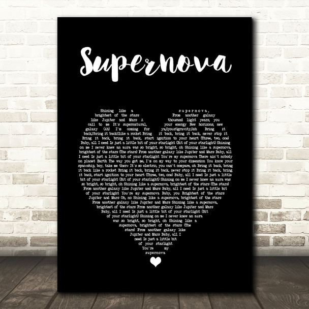 Kylie Minogue Supernova Black Heart Song Lyric Art Print