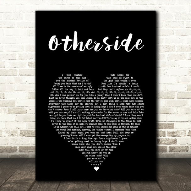 Post Malone Otherside Black Heart Song Lyric Art Print