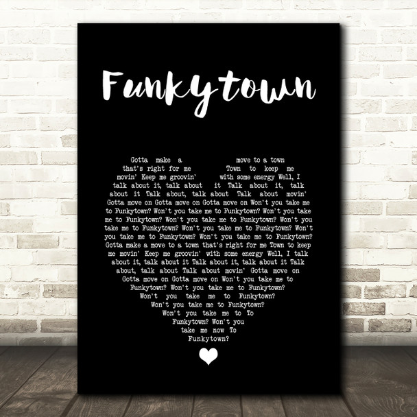 Lipps Inc. Funkytown Black Heart Song Lyric Art Print