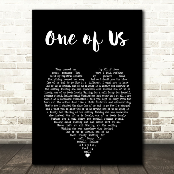 ABBA One of Us Black Heart Song Lyric Art Print