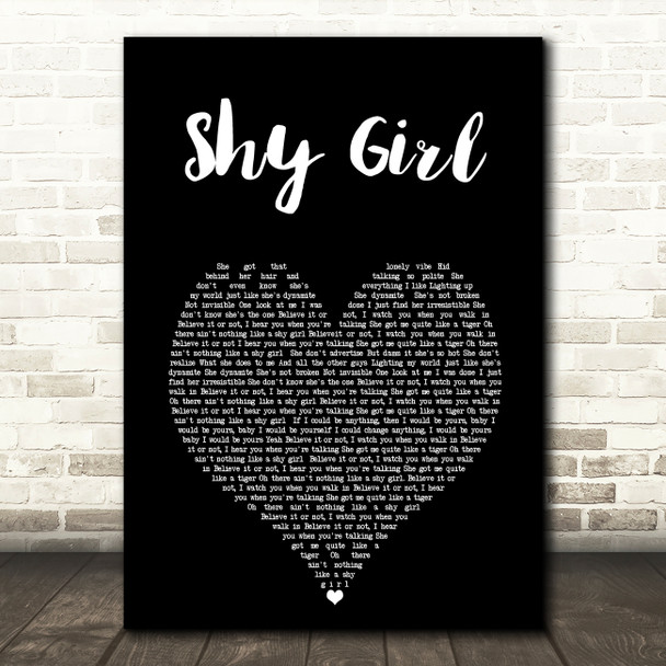 Max and Harvey Shy Girl Black Heart Song Lyric Art Print