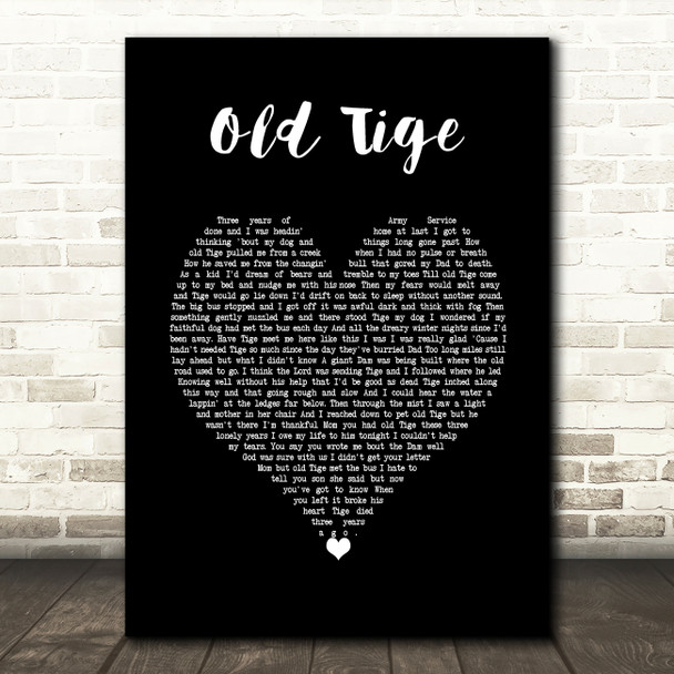 Jim Reeves Old Tige Black Heart Song Lyric Art Print