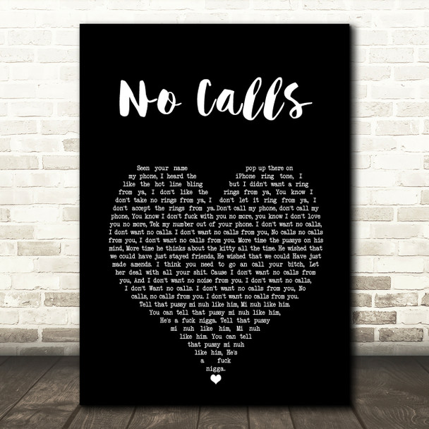 Blossom No Calls Black Heart Song Lyric Art Print