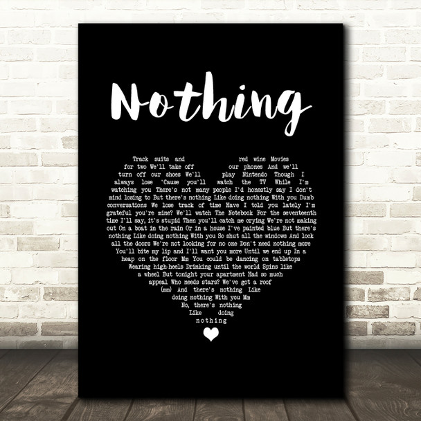Bruno Major Nothing Black Heart Song Lyric Art Print