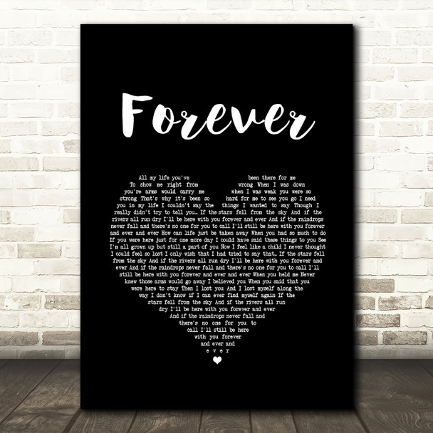 Liberty X Forever Black Heart Song Lyric Art Print