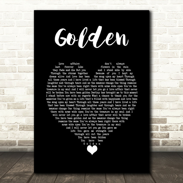 Cliff Richard Golden Black Heart Song Lyric Art Print