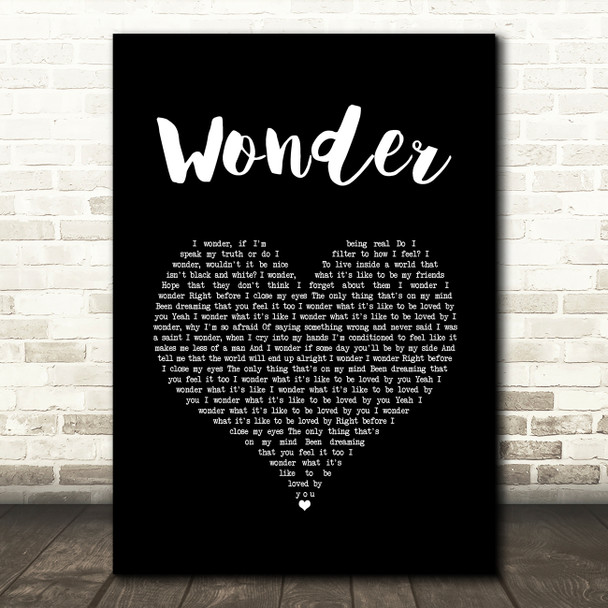 Shawn Mendes Wonder Black Heart Song Lyric Art Print