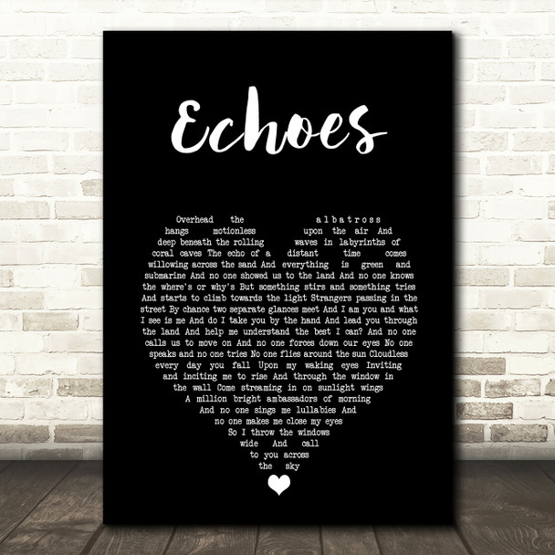 Pink Floyd Echoes Black Heart Song Lyric Art Print