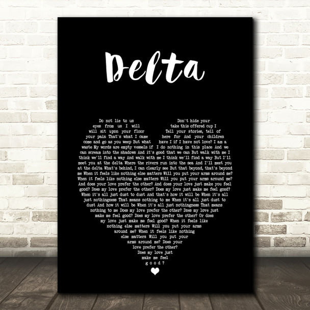 Mumford & Sons Delta Black Heart Song Lyric Art Print