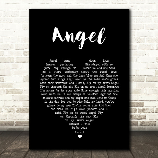 Jimi Hendrix Angel Black Heart Song Lyric Art Print