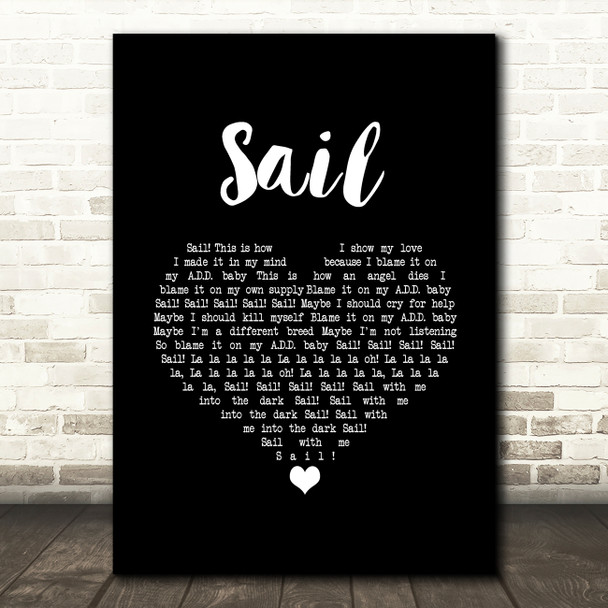 AWOLNATION Sail Black Heart Song Lyric Art Print