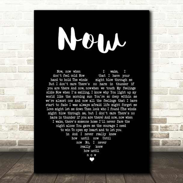 Carpenters Now Black Heart Song Lyric Art Print