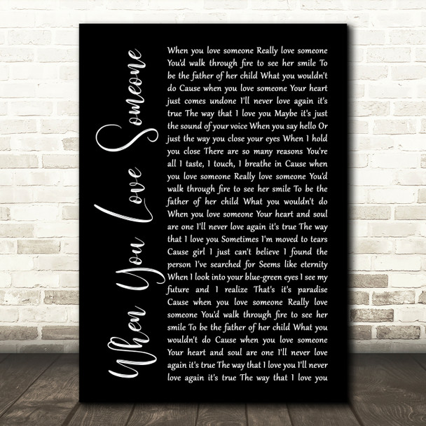 Sammy Kershaw When You Love Someone Black Script Song Lyric Art Print