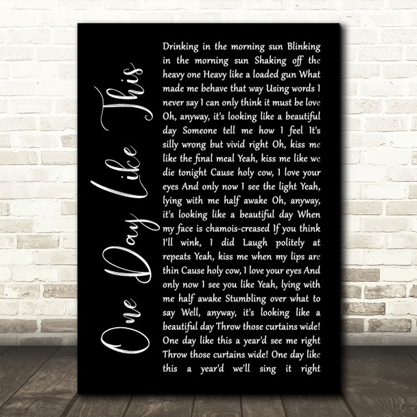 Elbow One Day Like This Black Script Song Lyric Art Print