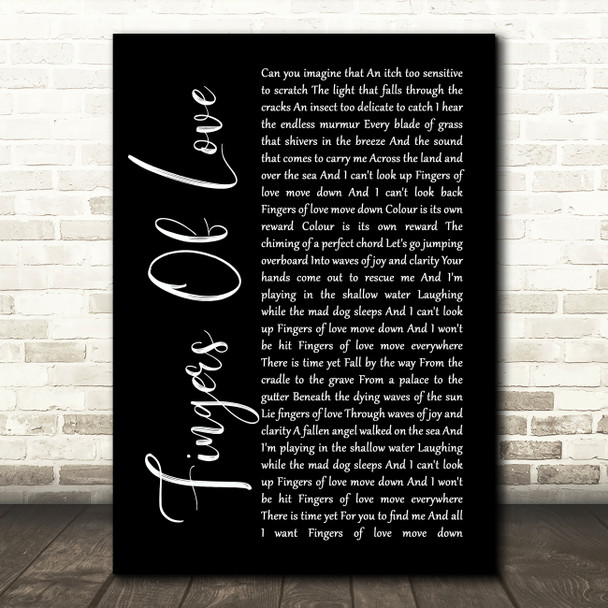 Crowded House Fingers Of Love Black Script Song Lyric Art Print