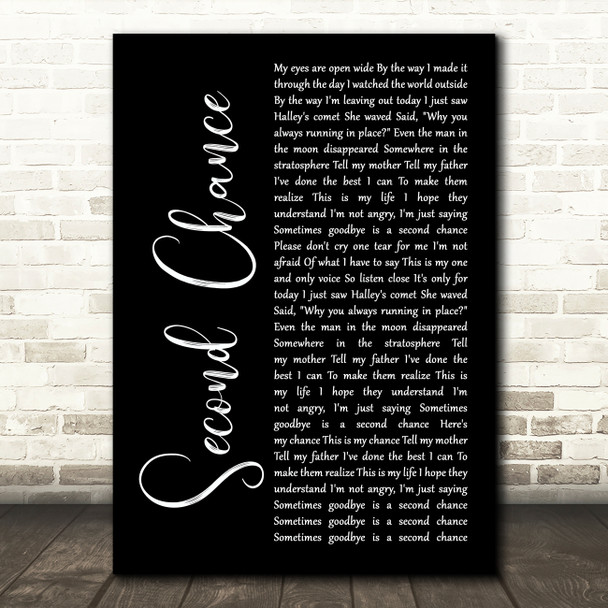 Shinedown Second Chance Black Script Song Lyric Art Print