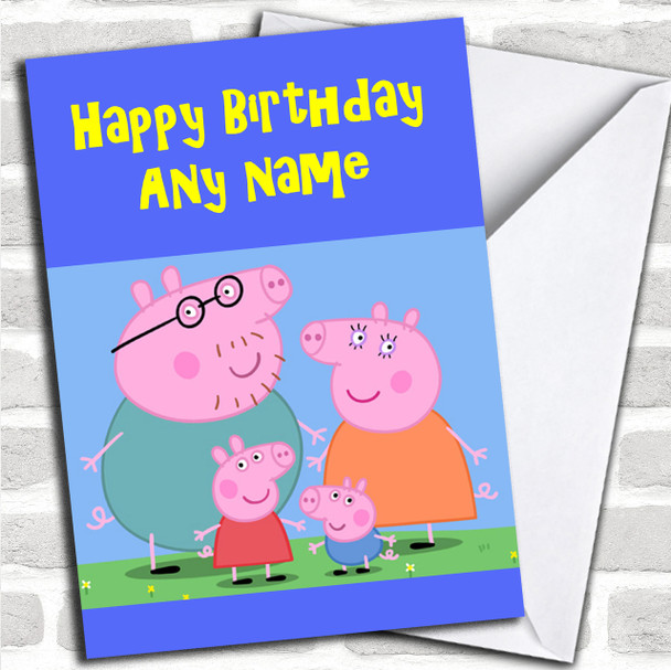 Blue Peppa Pig Personalized Birthday Card