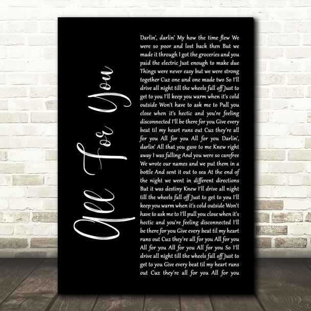 Iration All For You Black Script Song Lyric Art Print
