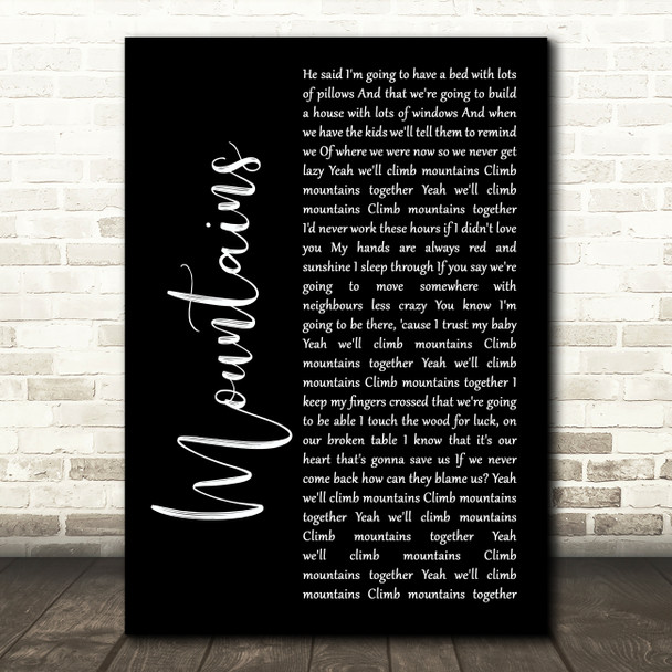 Emeli Sandé Mountains Black Script Song Lyric Art Print