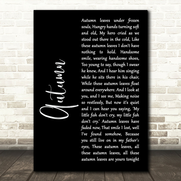 Paolo Nutini Autumn Black Script Song Lyric Art Print