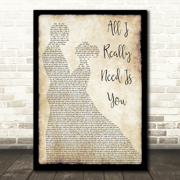 Neil Diamond All I Really Need Is You Man Lady Dancing Song Lyric Art Print