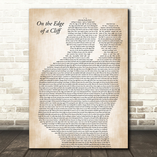 The Streets On the Edge of a Cliff Father & Baby Song Lyric Art Print The Streets On the Edge of a Cliff Father & Baby Song Lyric Art Print